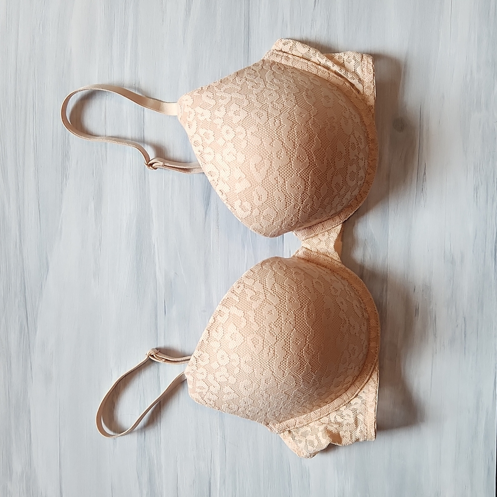 Pink wear everywhere push up lace leopard print bra
